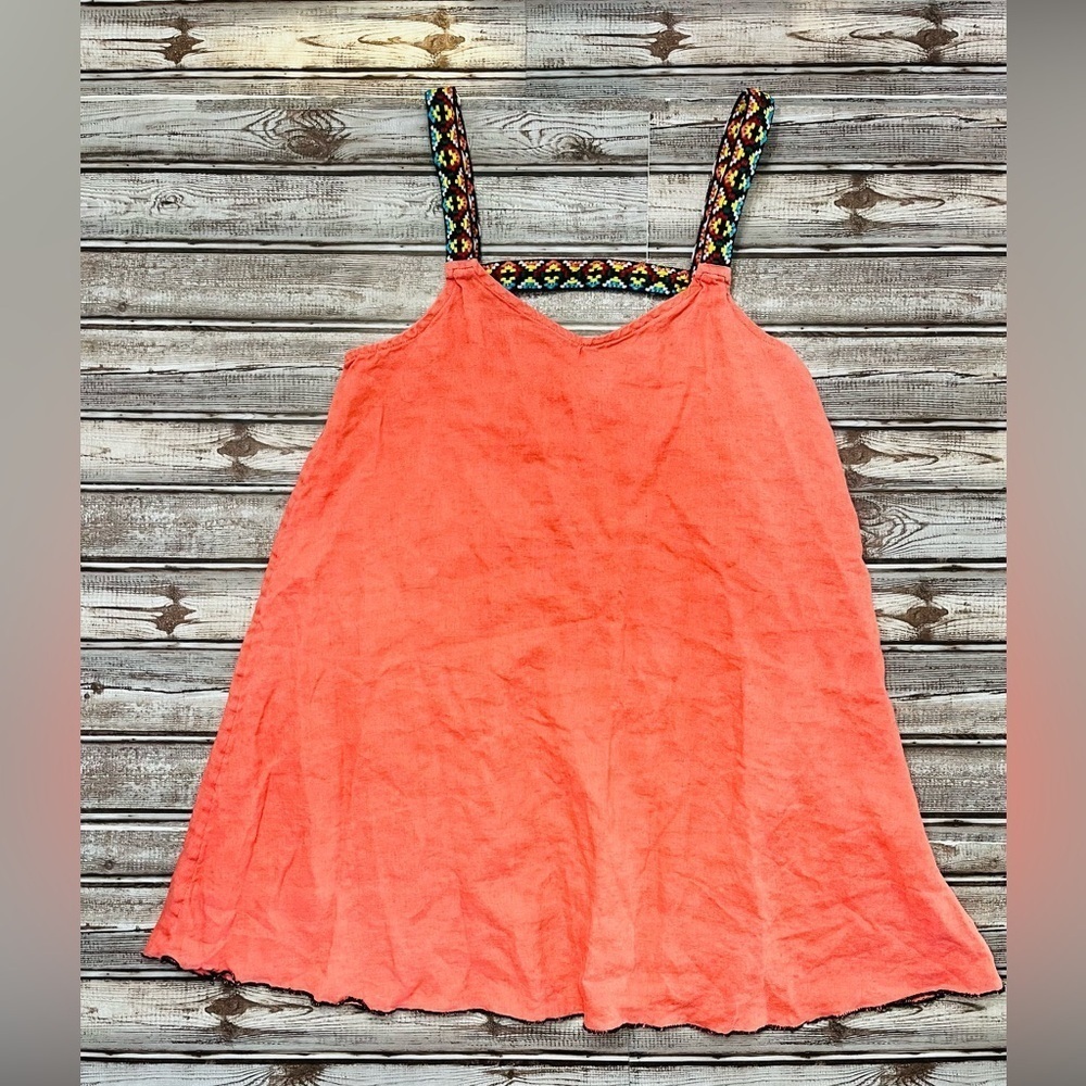 Cynthia Rowley Coral Tank Top with Patterned Straps